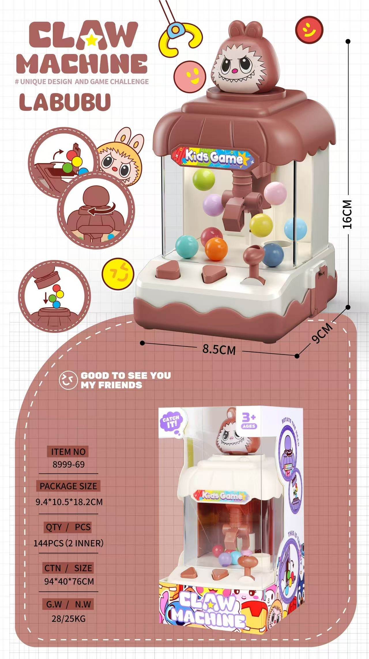 Мини-автомат с мягкими игрушками Labu