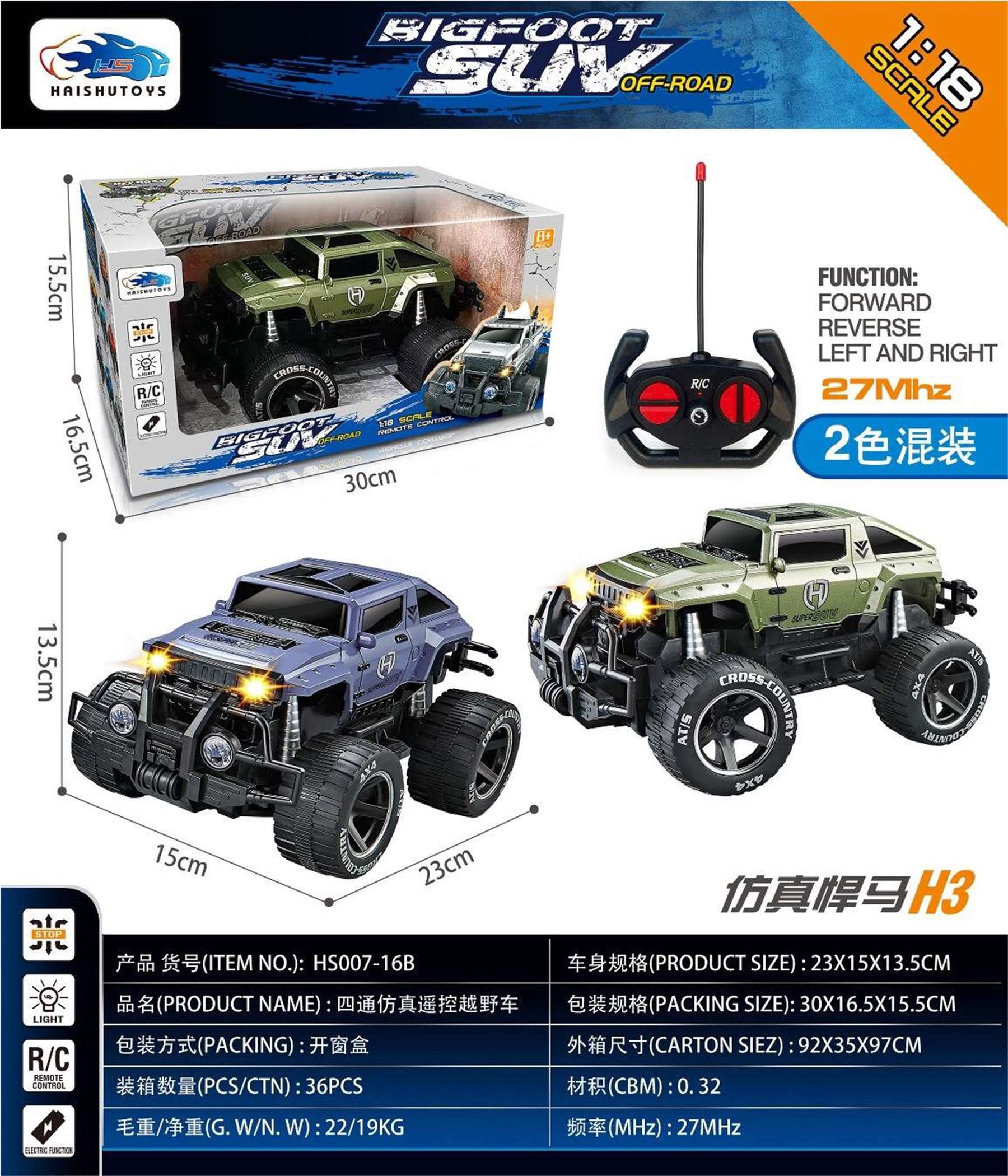 Внедорожник Hummer H3 на радиоуправлении