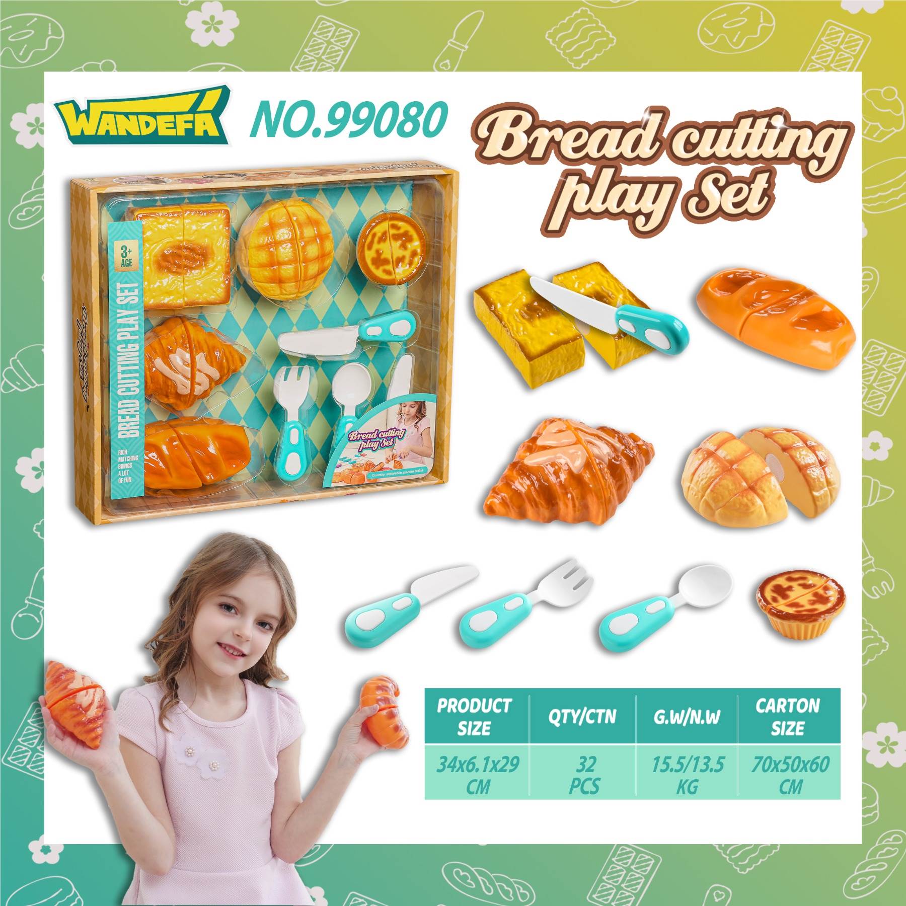 Игровой набор "Хлеб и посуда": режем и играем