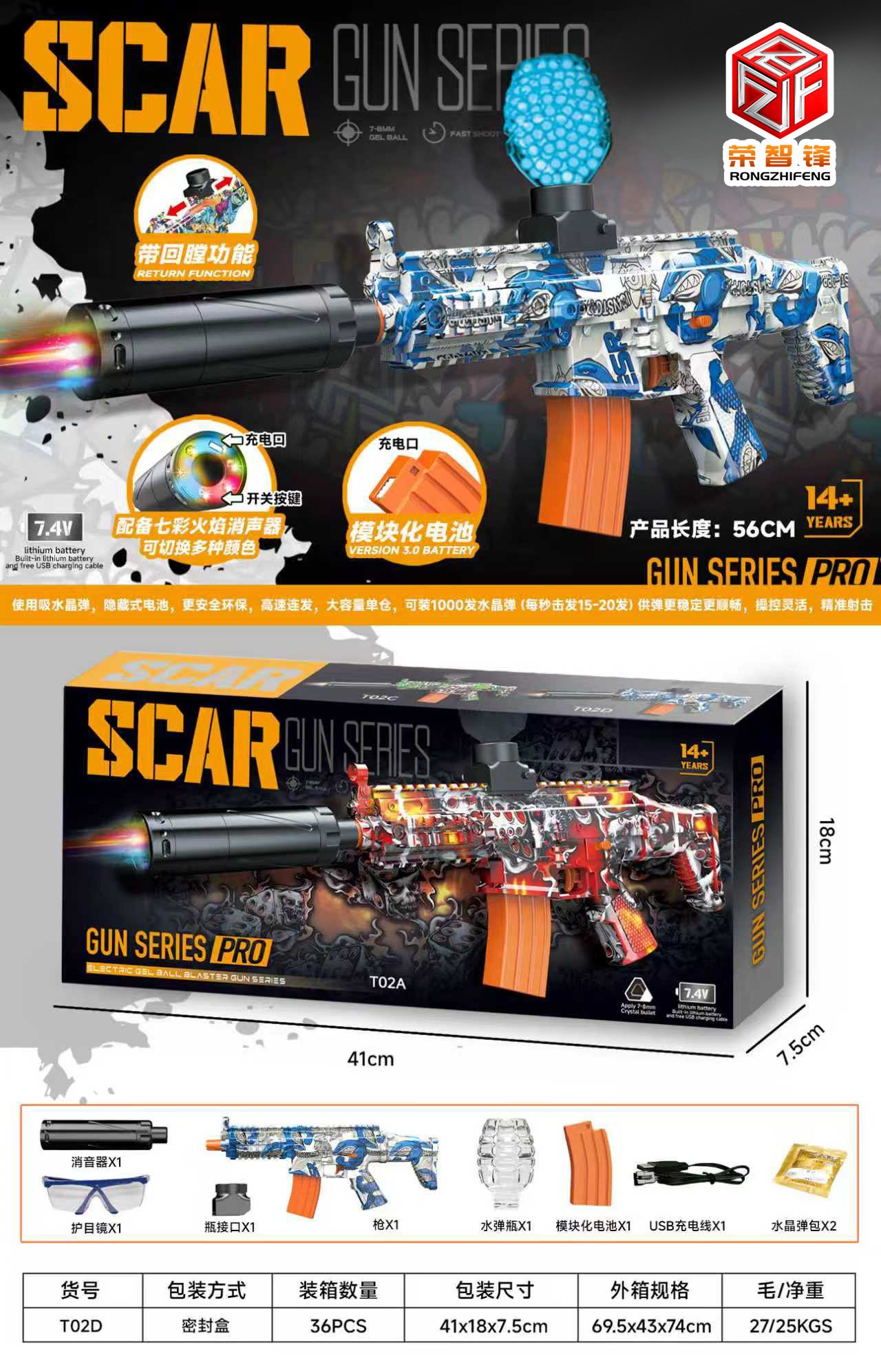 Электрический автомат SCAR с гидрогелевыми пулями
