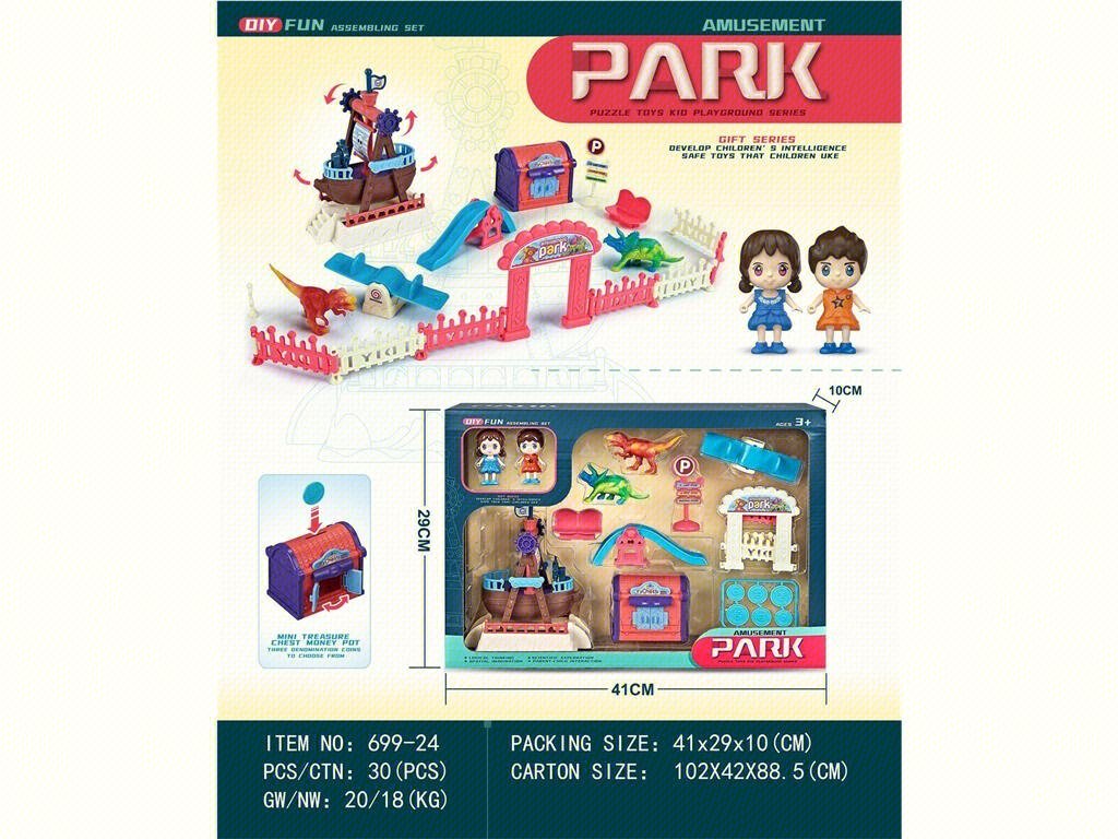 Игровой набор "Пиратский корабль" с горкой и динозавром