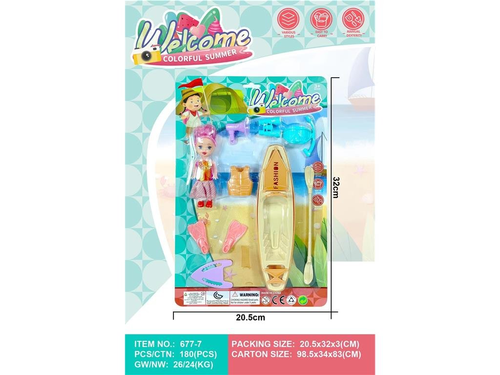 Пляжный набор с лодкой и куклой Barbie