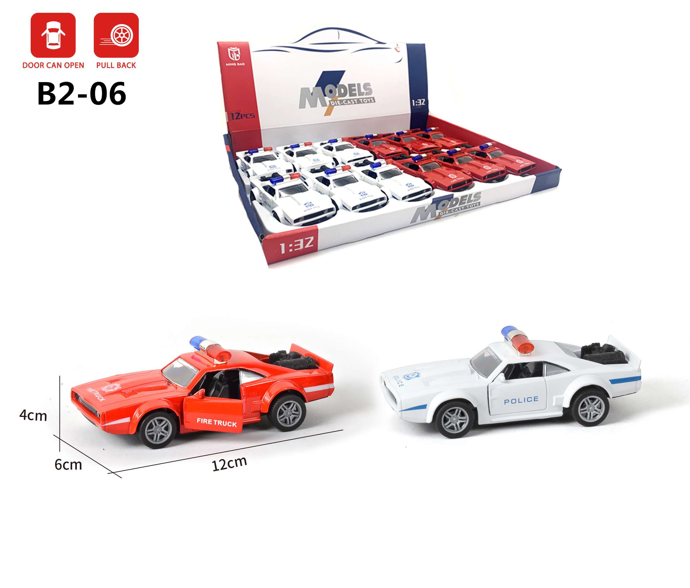 Металлическая модель полицейской машины Dodge, 1:32, инерционная, 2 цвета