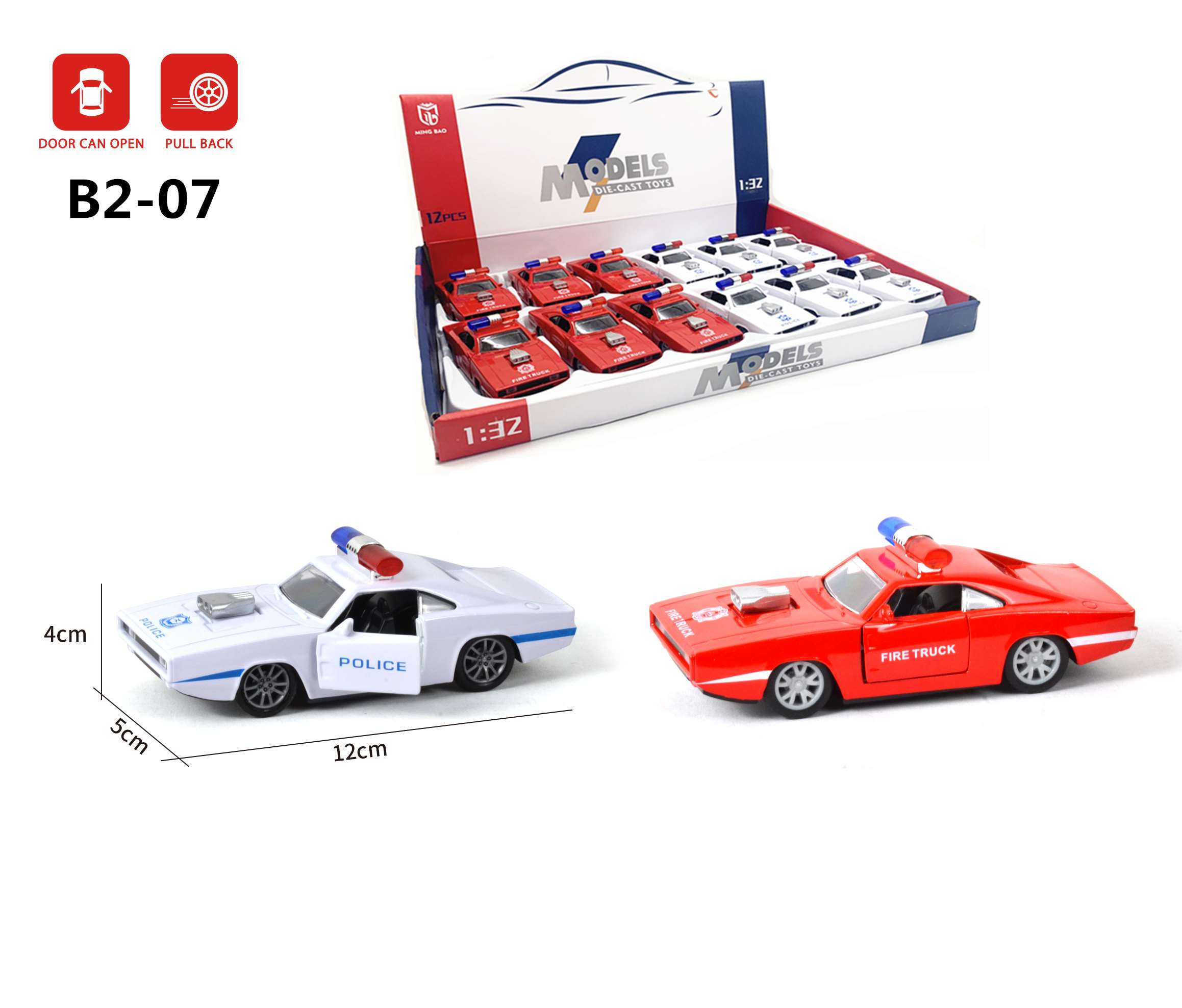 Металлическая модель полицейской машины Dodge, 1:32, инерционная, 2 цвета