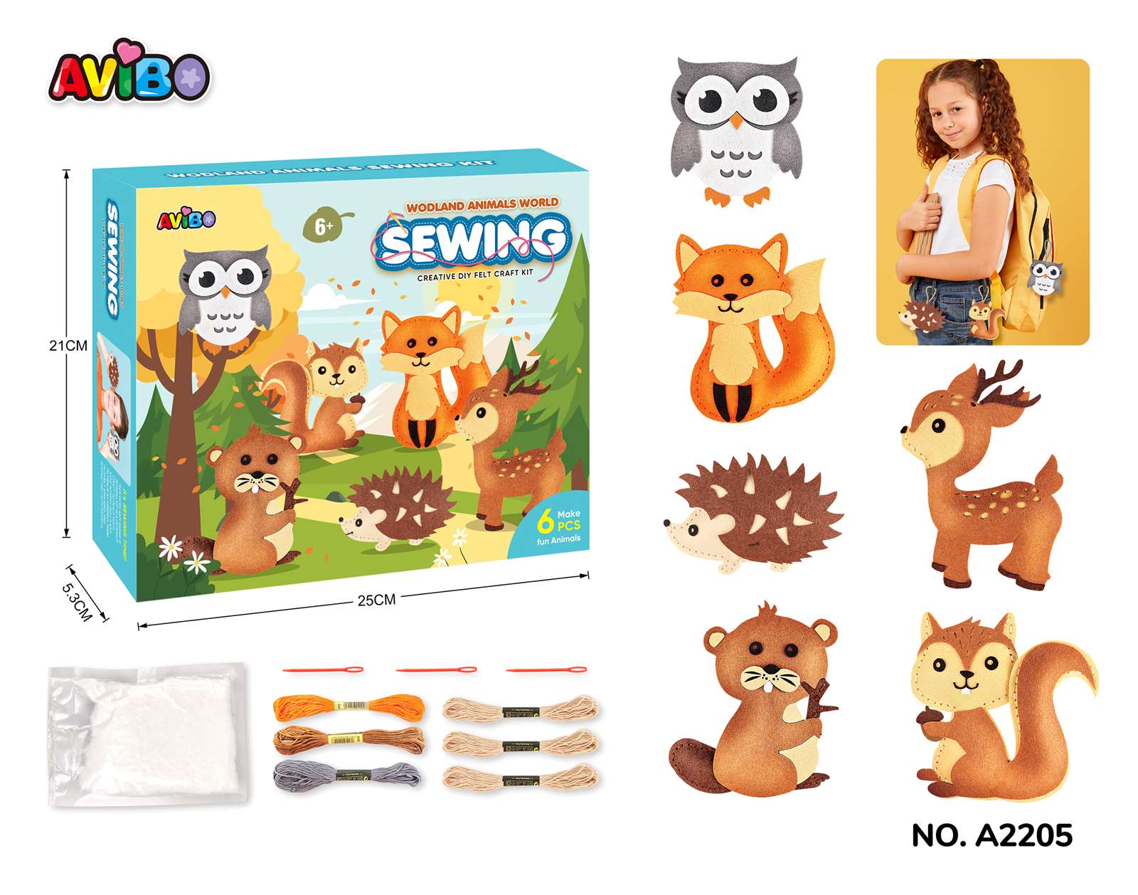 Набор для шитья мягких игрушек "Лесные животные" 6шт