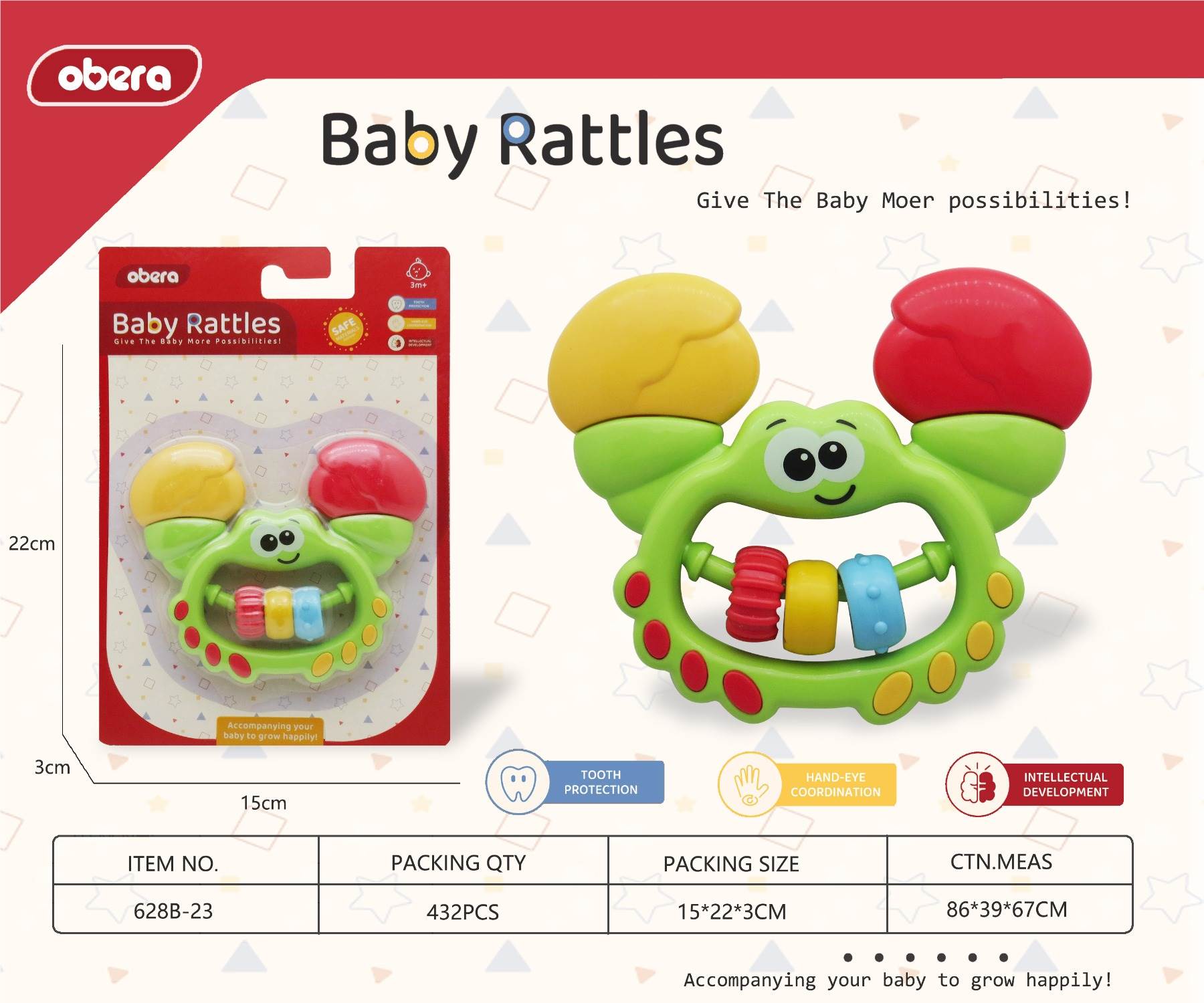 Погремушка детская Краб, развивающая игрушка для малышей