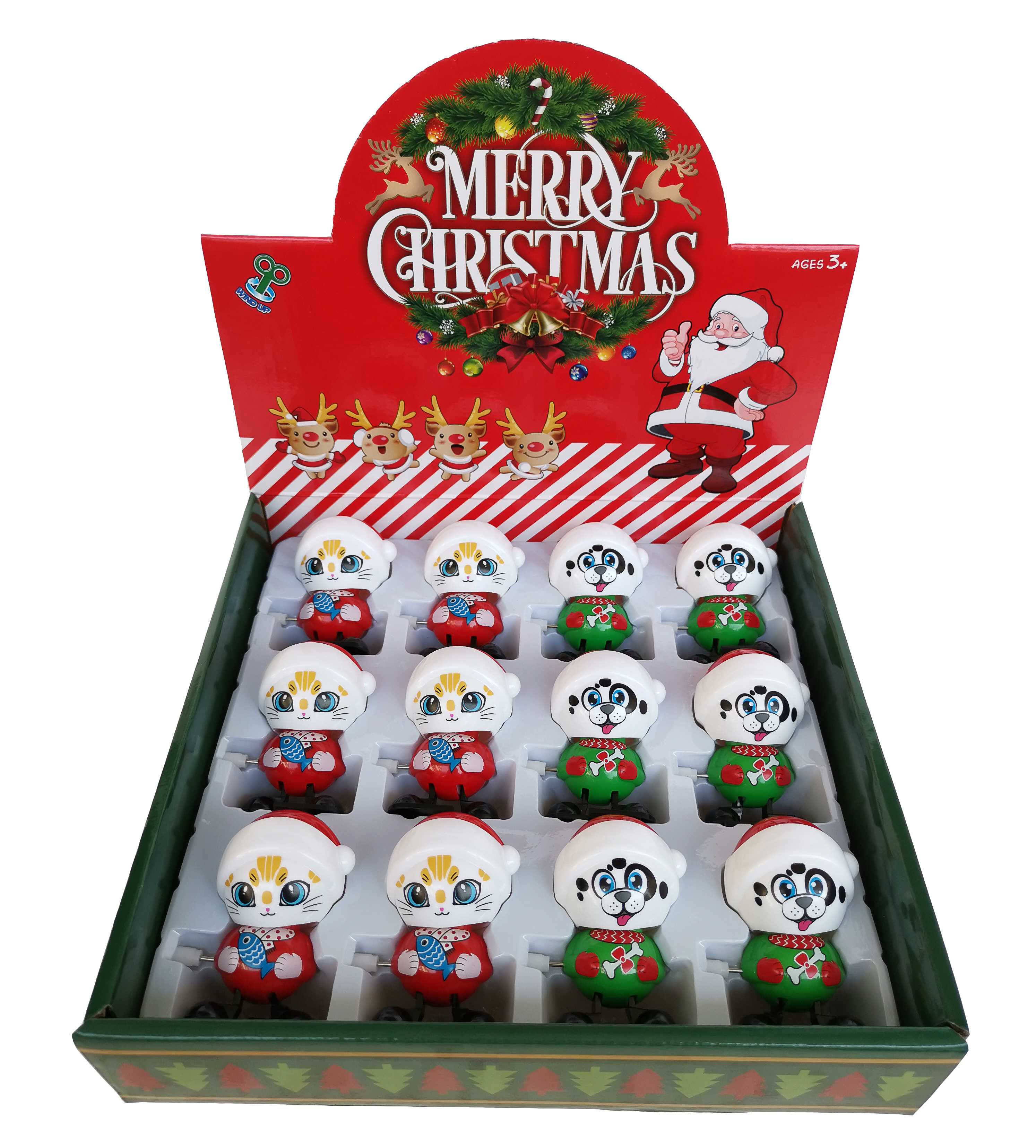 Заводные новогодние игрушки: кошки и собаки, 12 шт/бокс