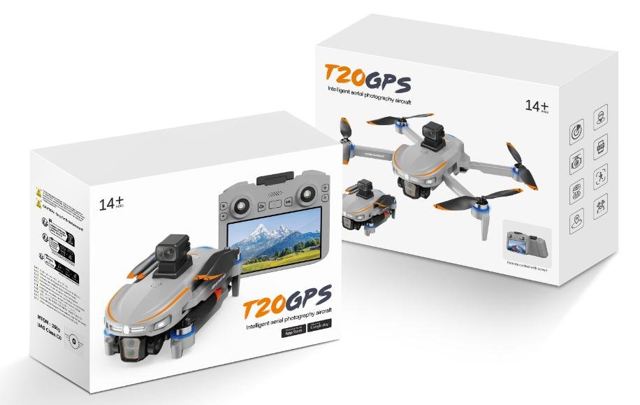 Квадрокоптер с GPS, 2.7K камера, FPV экран на пульте