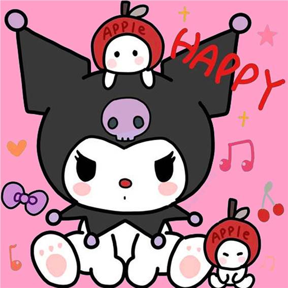 Алмазная мозаика Kuromi DIY с рамкой 20x20 см