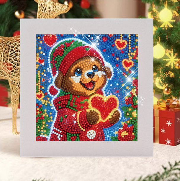 Алмазная мозаика с рамкой DIY 18x18 см, новогодняя серия