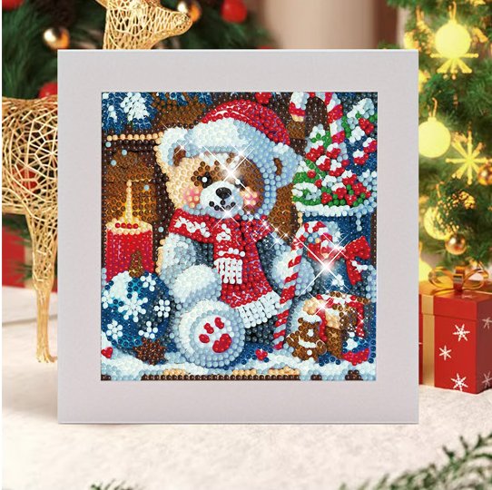 Алмазная мозаика с рамкой DIY 18x18 см, новогодняя серия