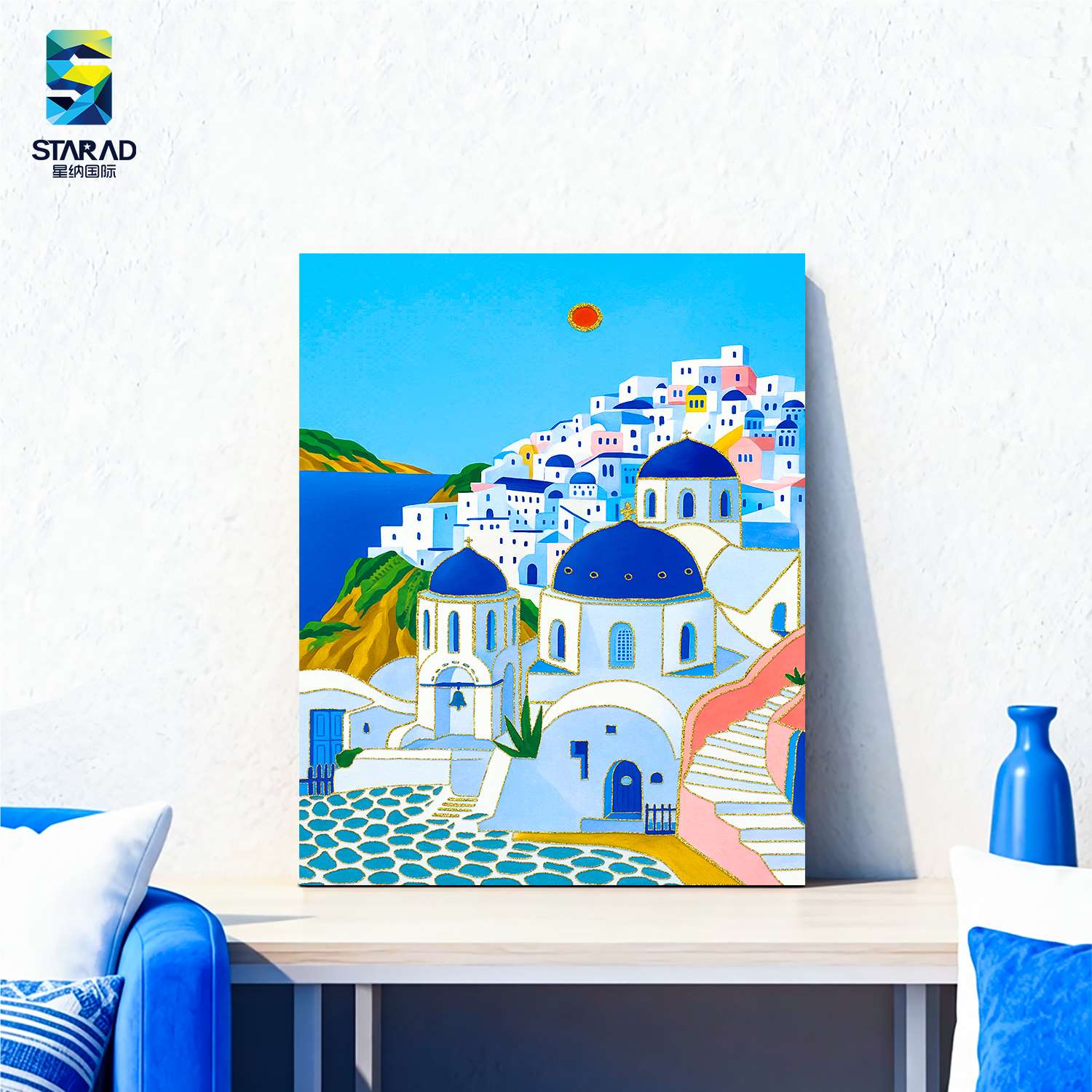 Картина по номерам Santorini, 40x50 см, с золочением