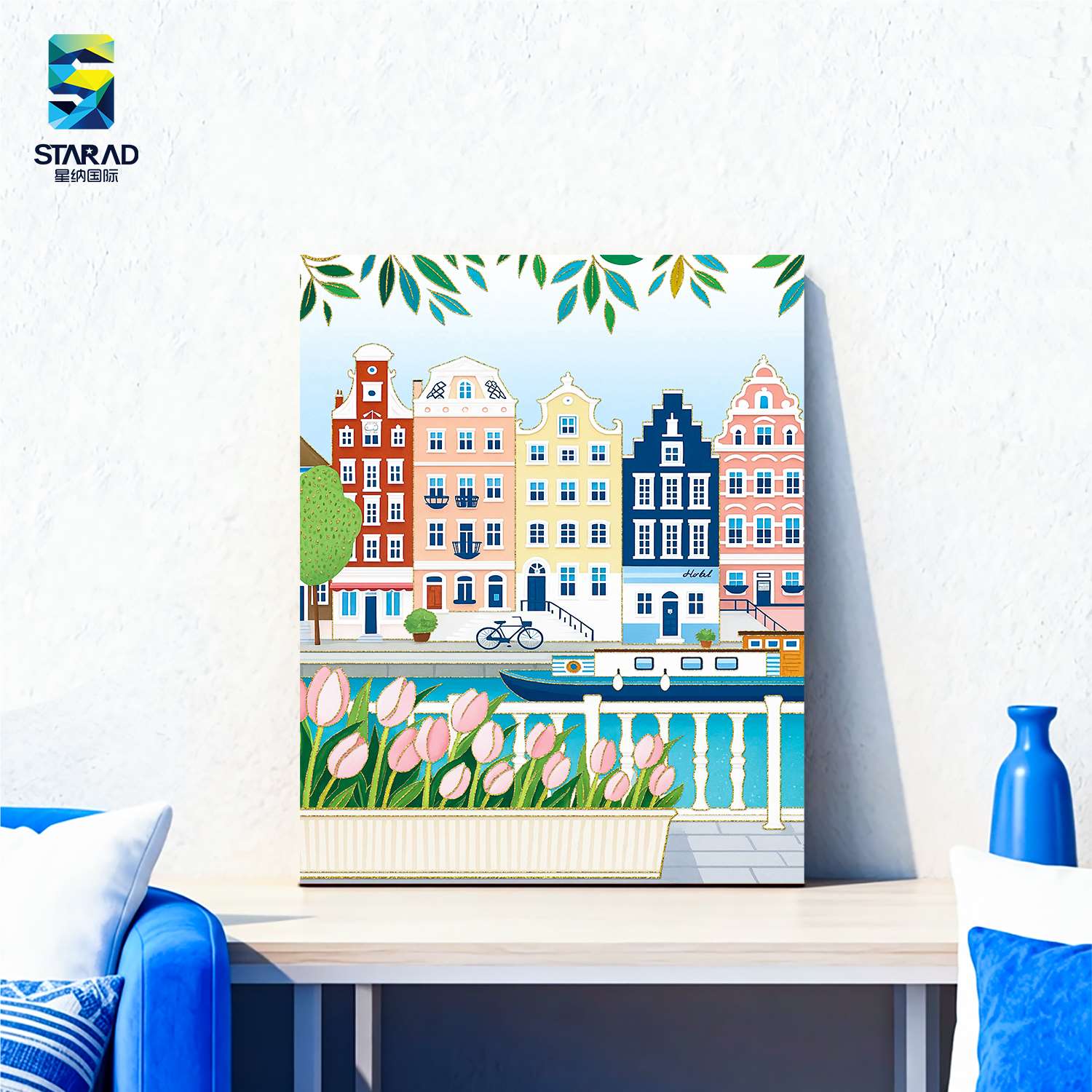 Картина по номерам Santorini, 40x50 см, с золочением