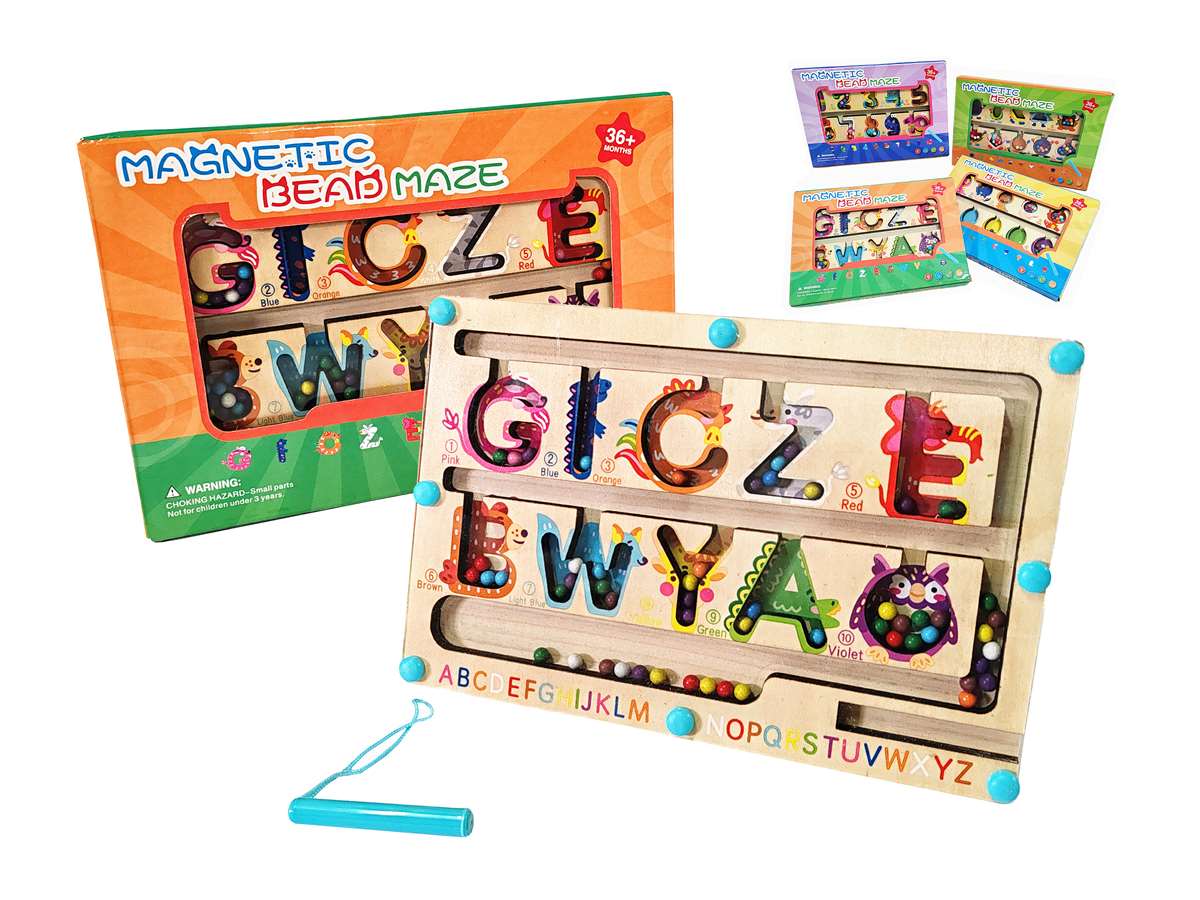 Деревянный лабиринт с буквами и шариками