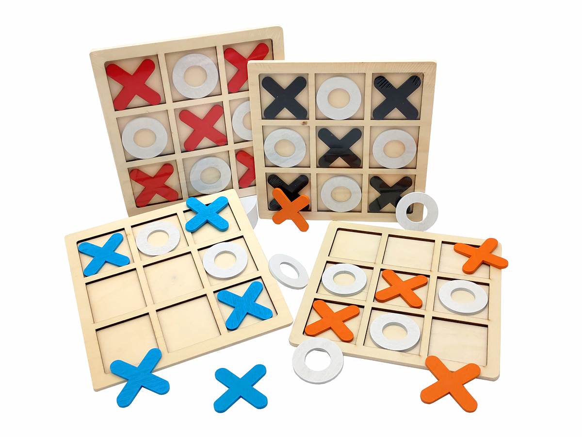 Деревянная игра крестики-нолики, микс цветов, 18 см