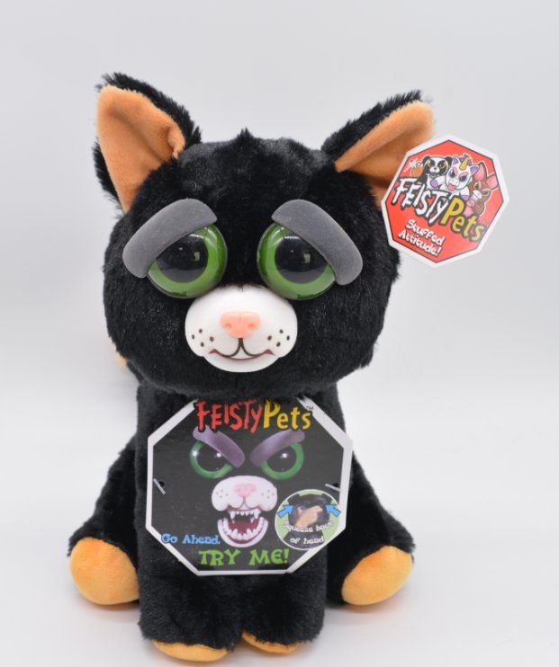Мягкая игрушка кот-оборотень, меняющий лицо