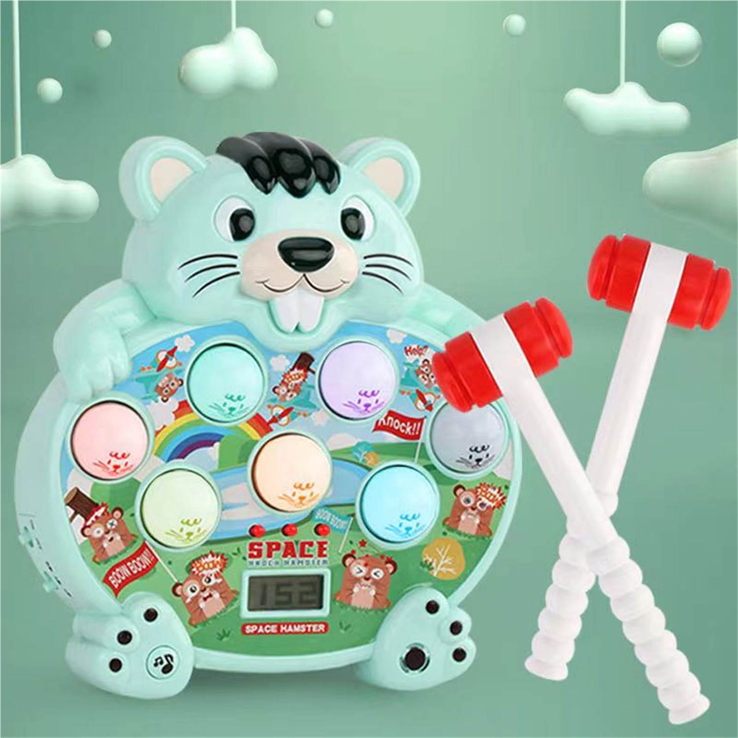 Интерактивная игра "Ударь крота" с двумя молоточками