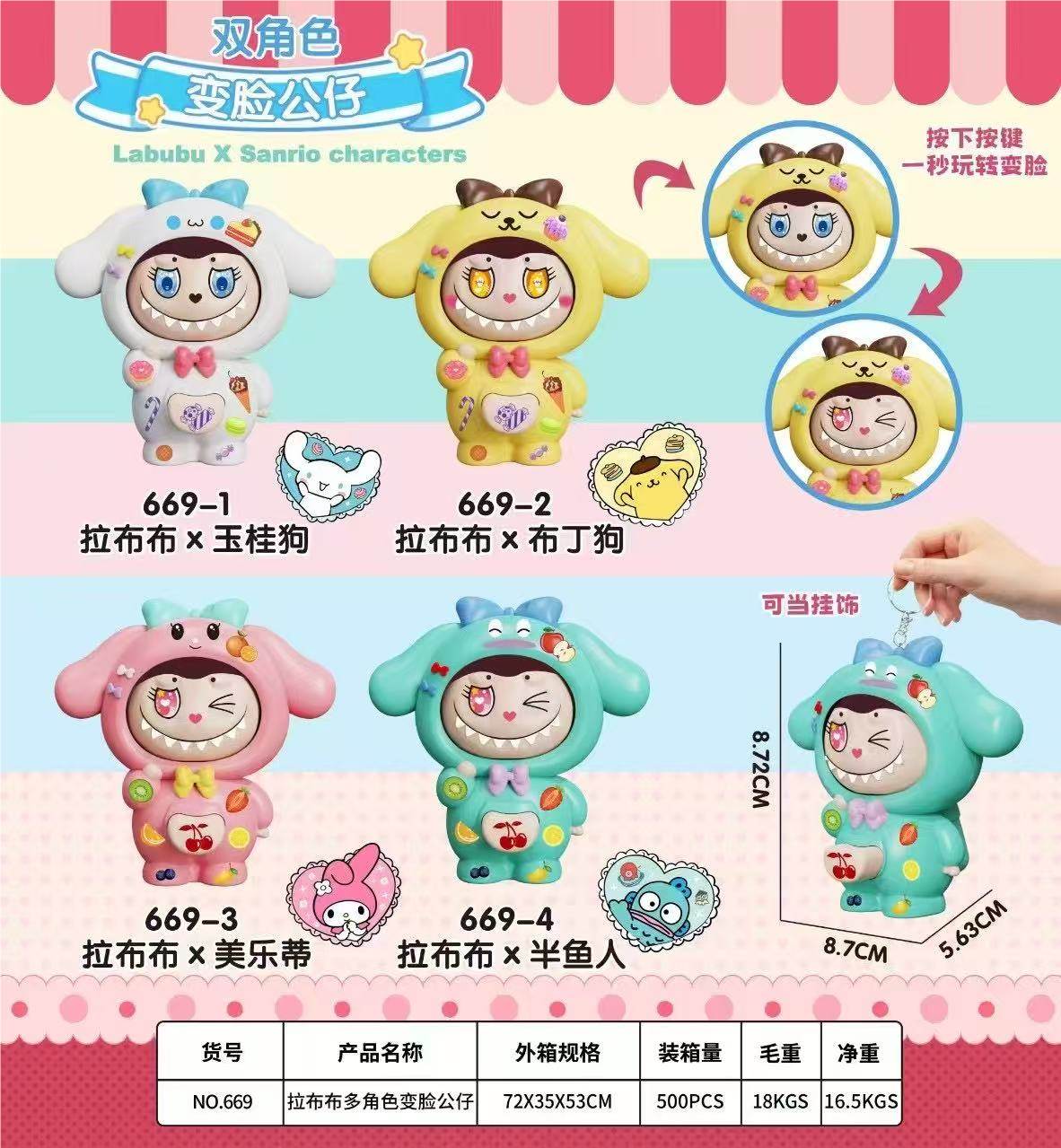 Брелок-перевертыш Cinnamoroll Labubu