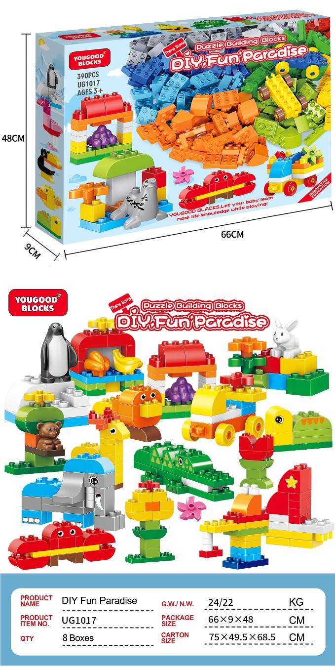 Развивающий конструктор Fun Park DIY: транспорт, животные, фрукты