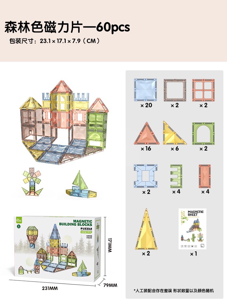 Магнитный конструктор Forest, 60 деталей