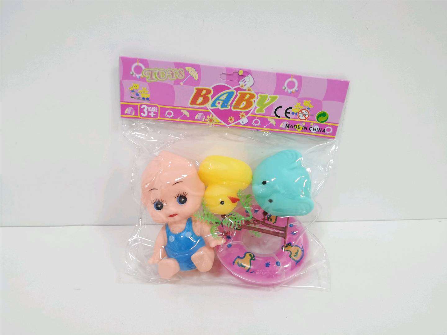 Набор резиновых игрушек для ванной: уточка и кукла с кругом