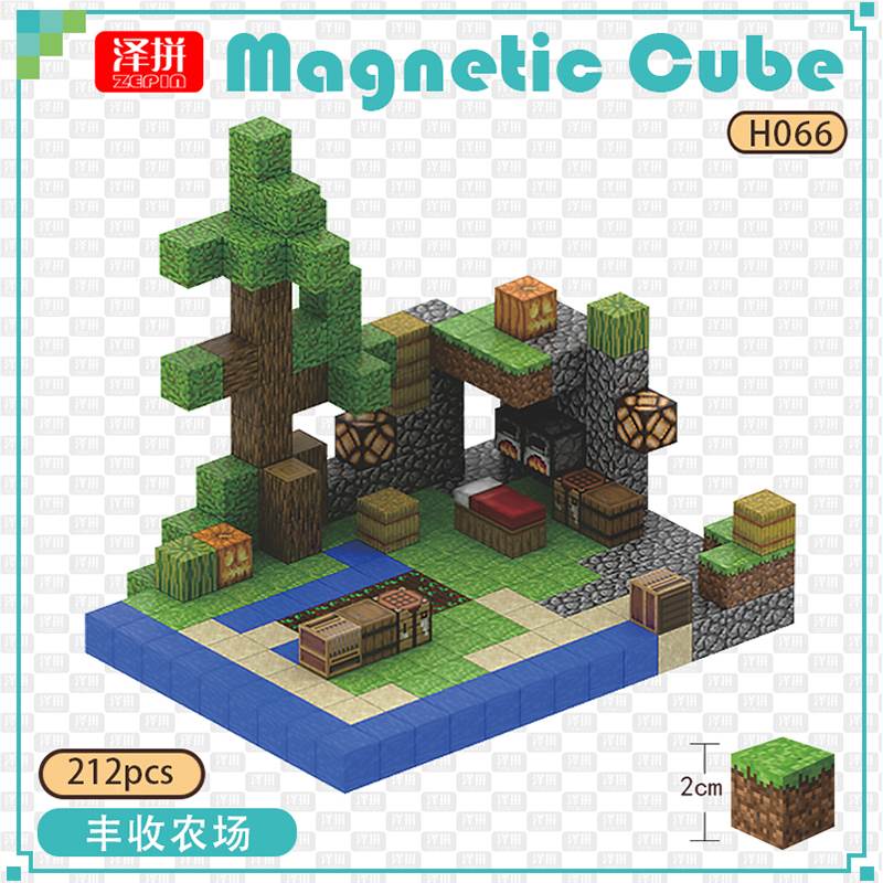Магнитный конструктор ферма Minecraft, 212 деталей