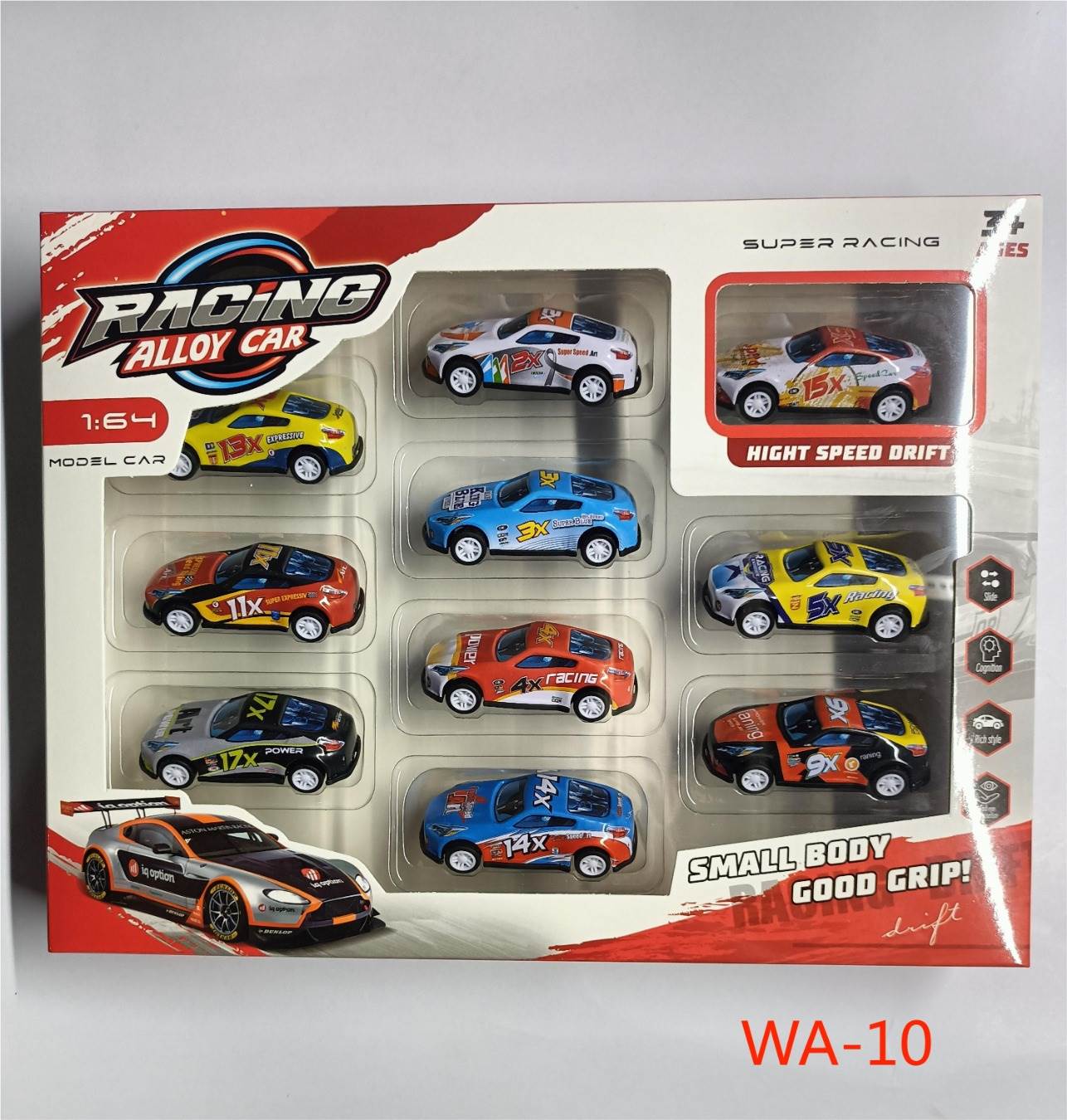 Набор из 10 гоночных машинок 1:64, инерционный механизм
