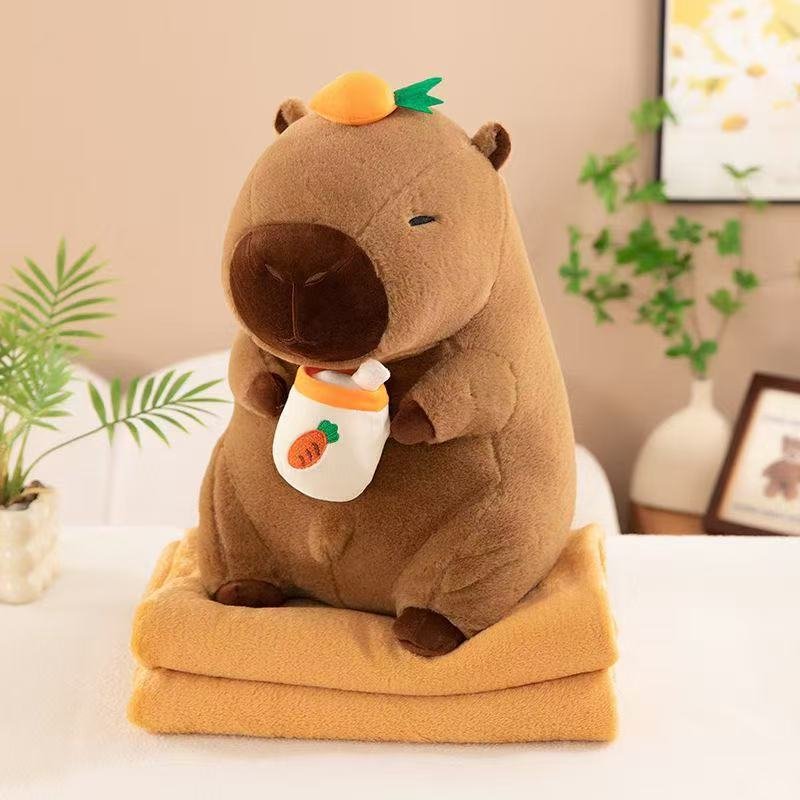 Мягкая игрушка капибара в стакане ананас