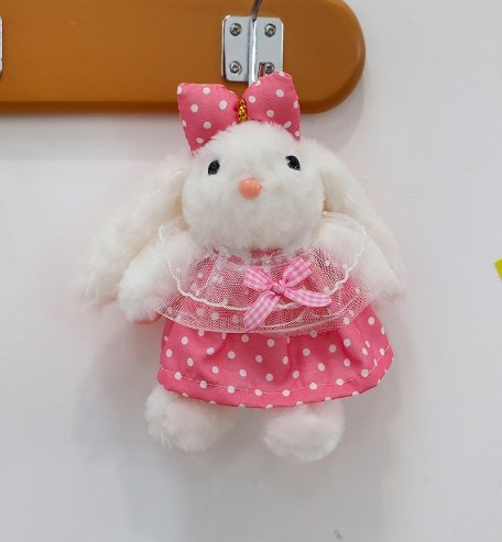 Мягкая игрушка кукла в розовом платье с бантом, 15 см