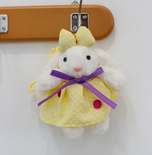 Мягкая игрушка кукла в жёлтом платье с бантом, 15 см