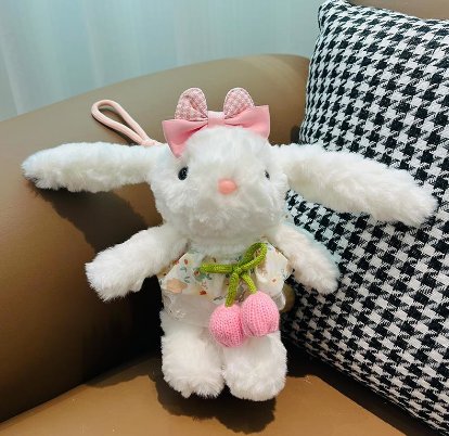 Мягкая игрушка кролик в белом платье, 15 см