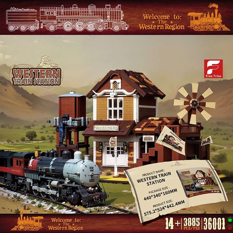 Конструктор Western Train (Западный Поезд), 3 шт/кор