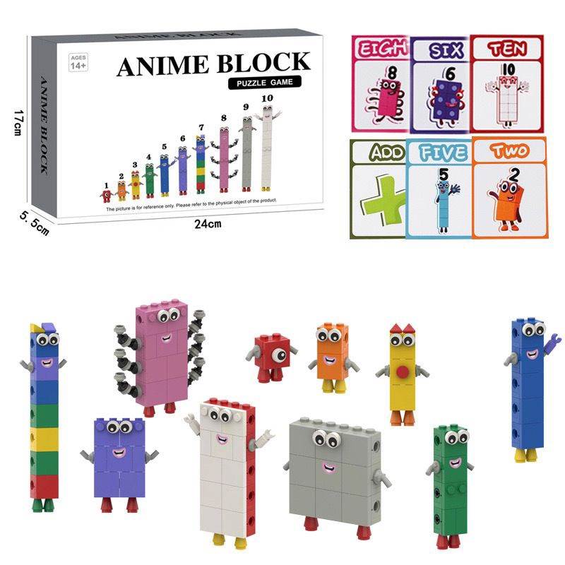 Numberblocks: Цифровые кубики-конструктор, 10 шт + карточки