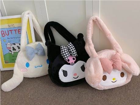 Большая плюшевая сумка на плечо Kuromi, Melody, Cinnamoroll