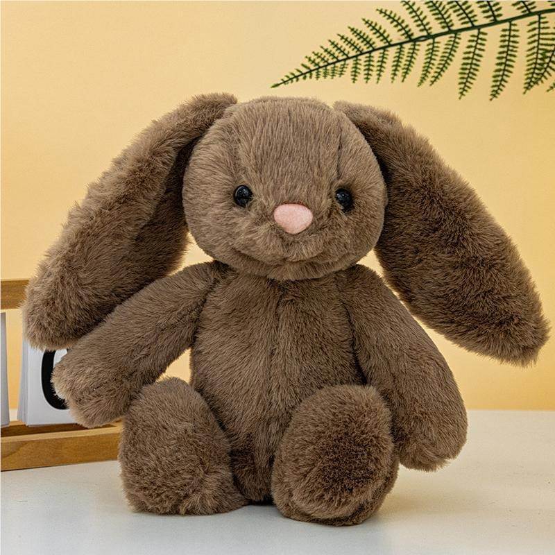Мягкая игрушка длинноухий кролик, кофейный, 24 см