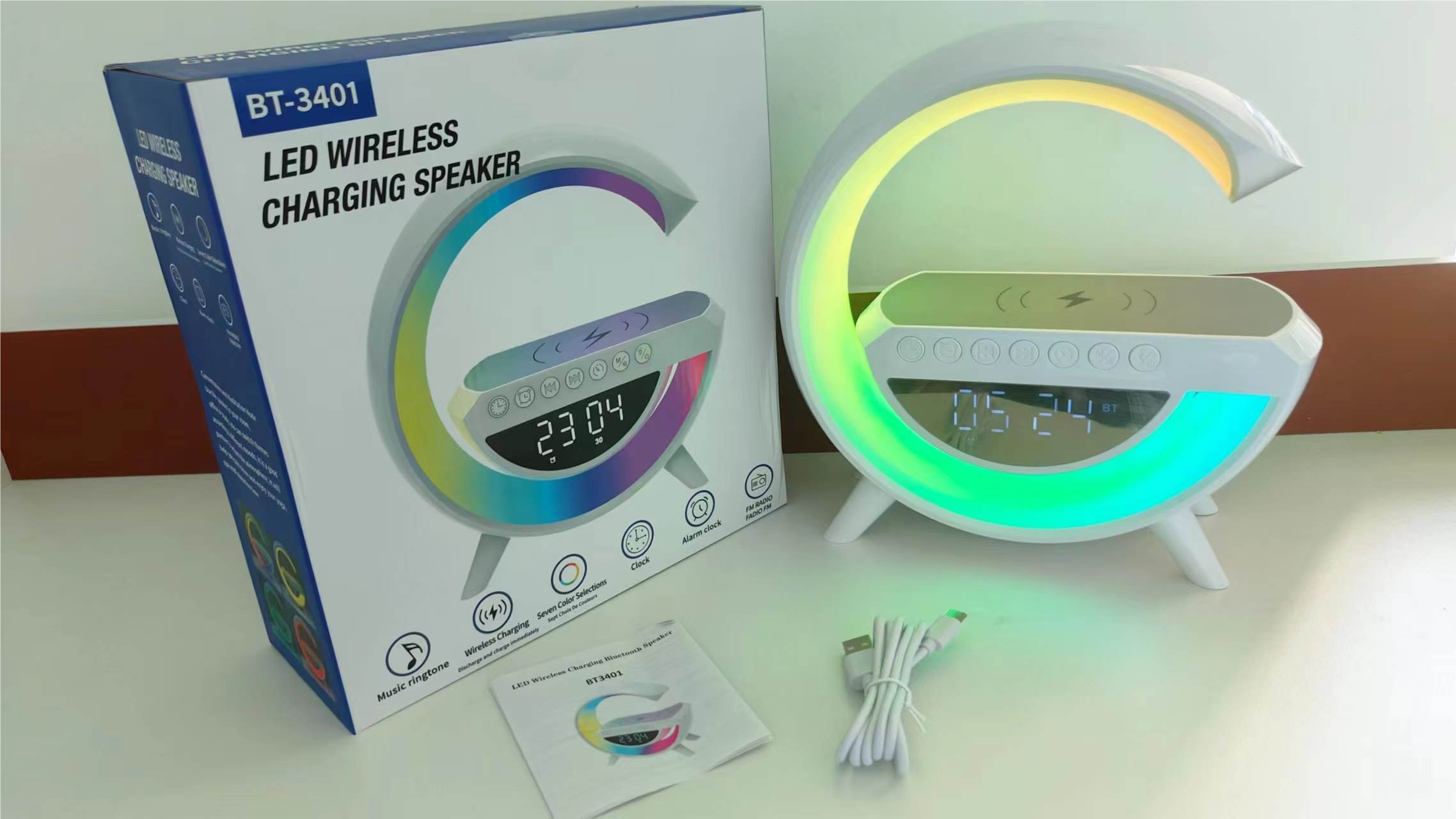Bluetooth колонка Big G с беспроводной зарядкой и ночником