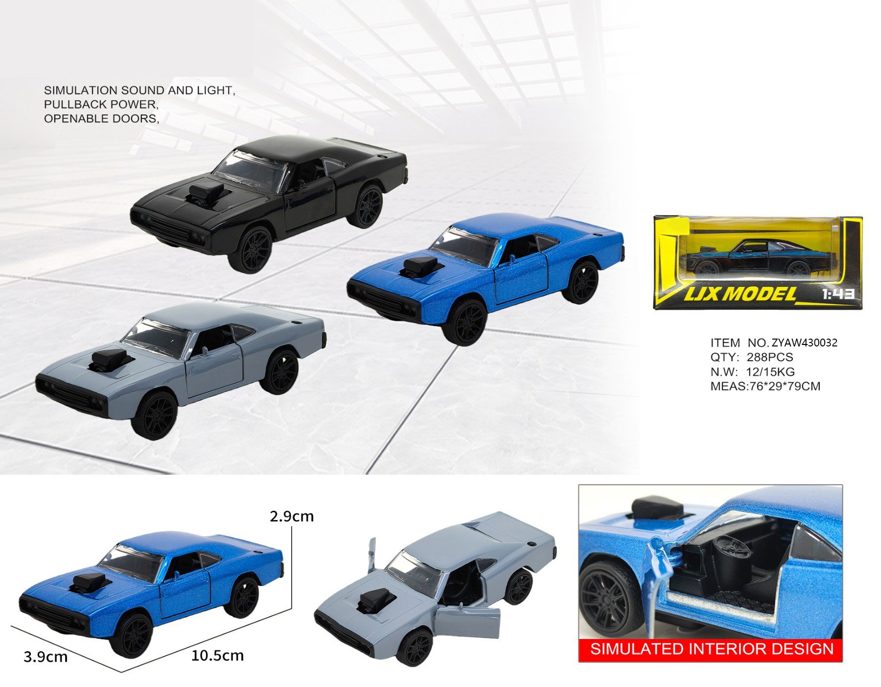 1:43 Модель Dodge Charger (War Horse) из сплава