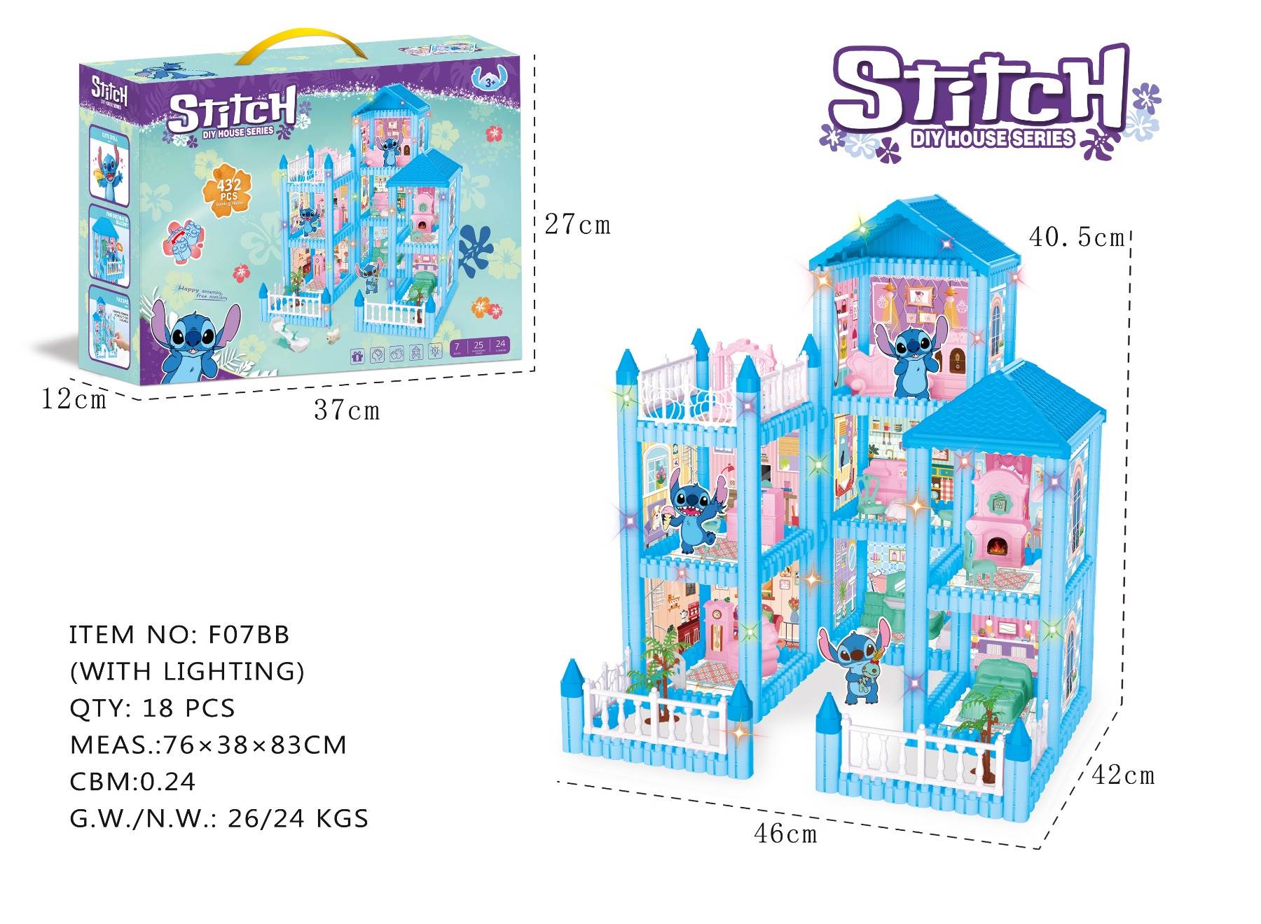DIY Конструктор Stitch Villa 432 детали с подсветкой