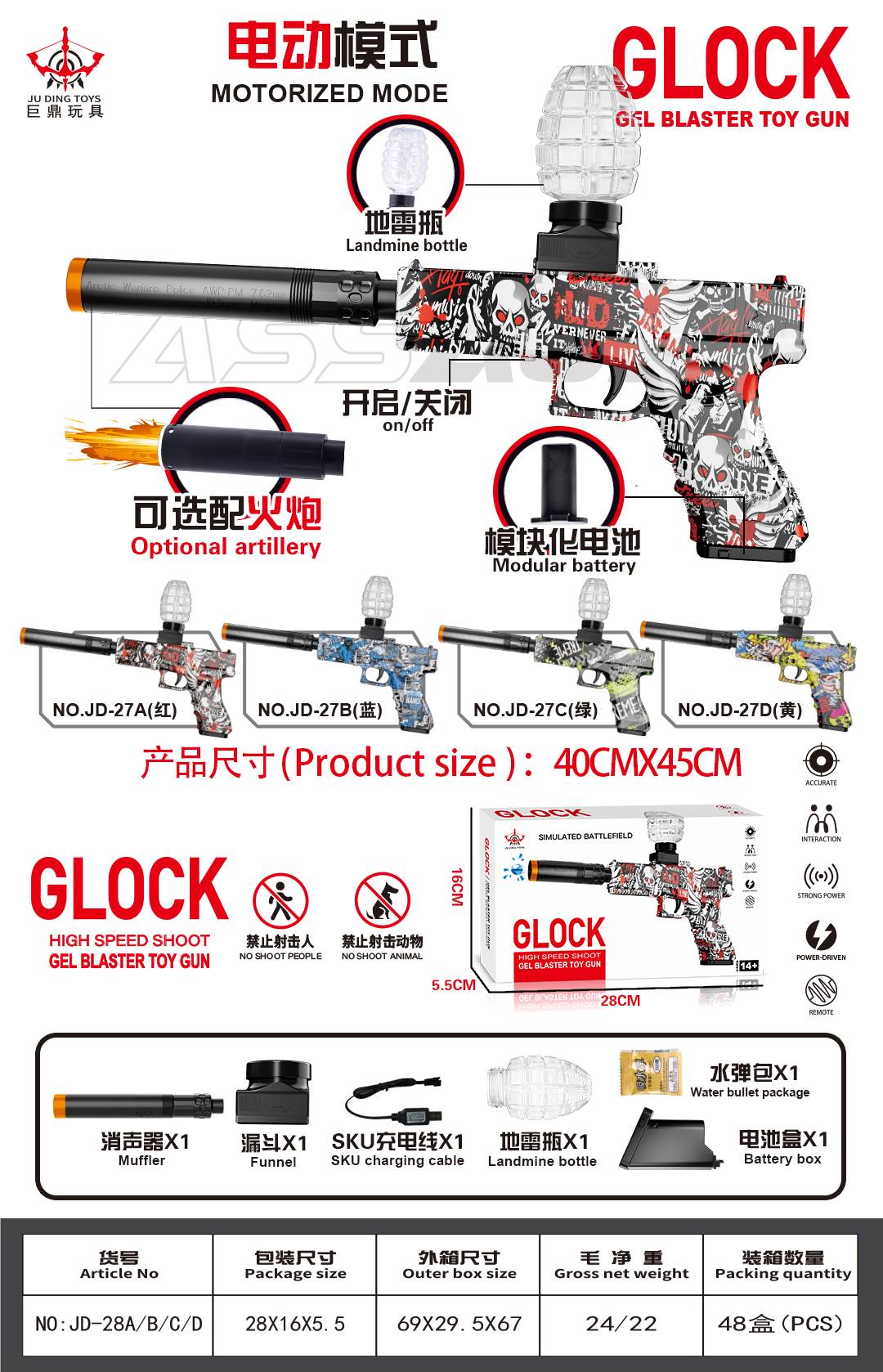 Автомат Glock на гидрогелевых пулях, 7.4V, граффити