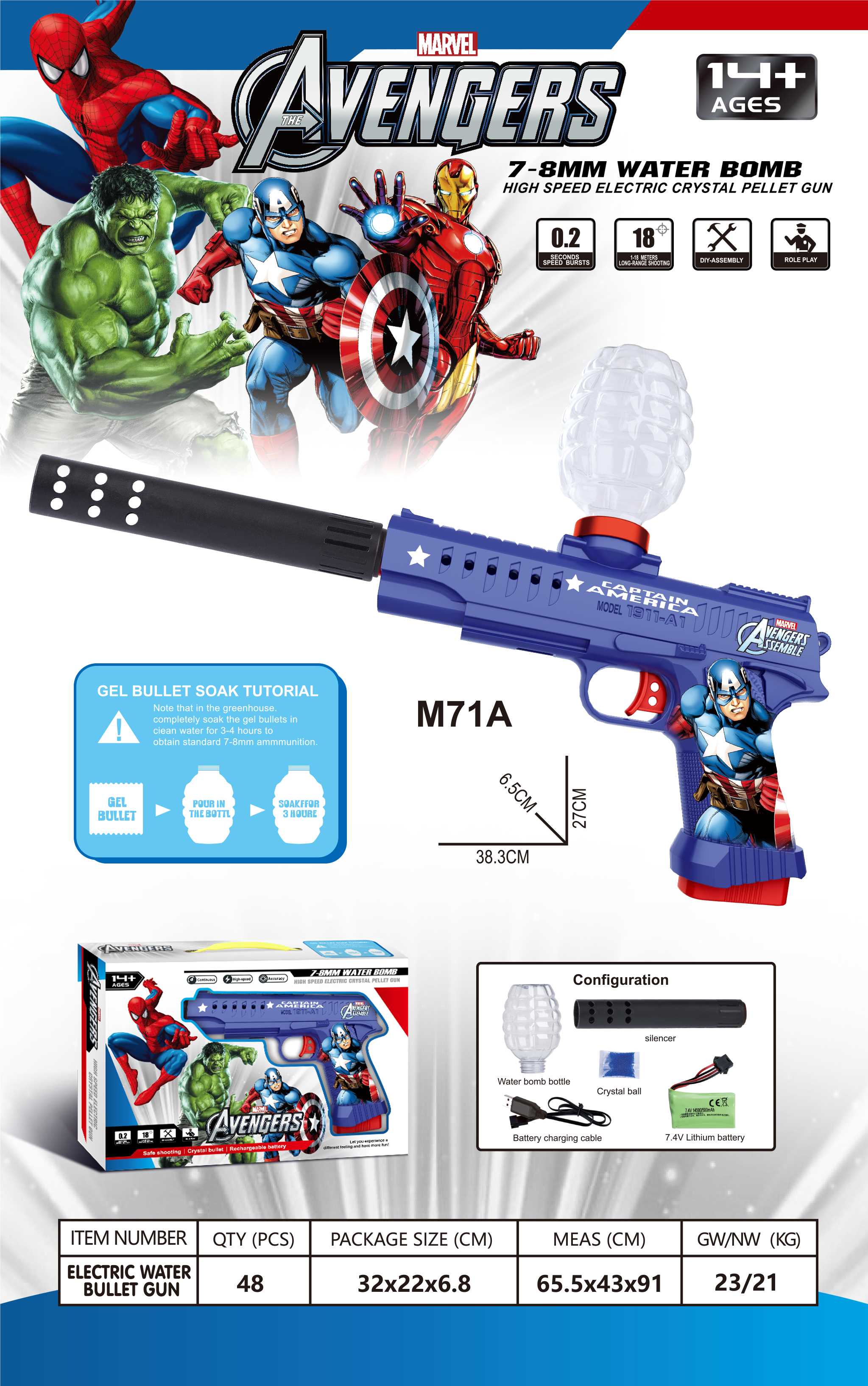 Автомат Iron Man Desert Eagle, стреляет гидрогелем