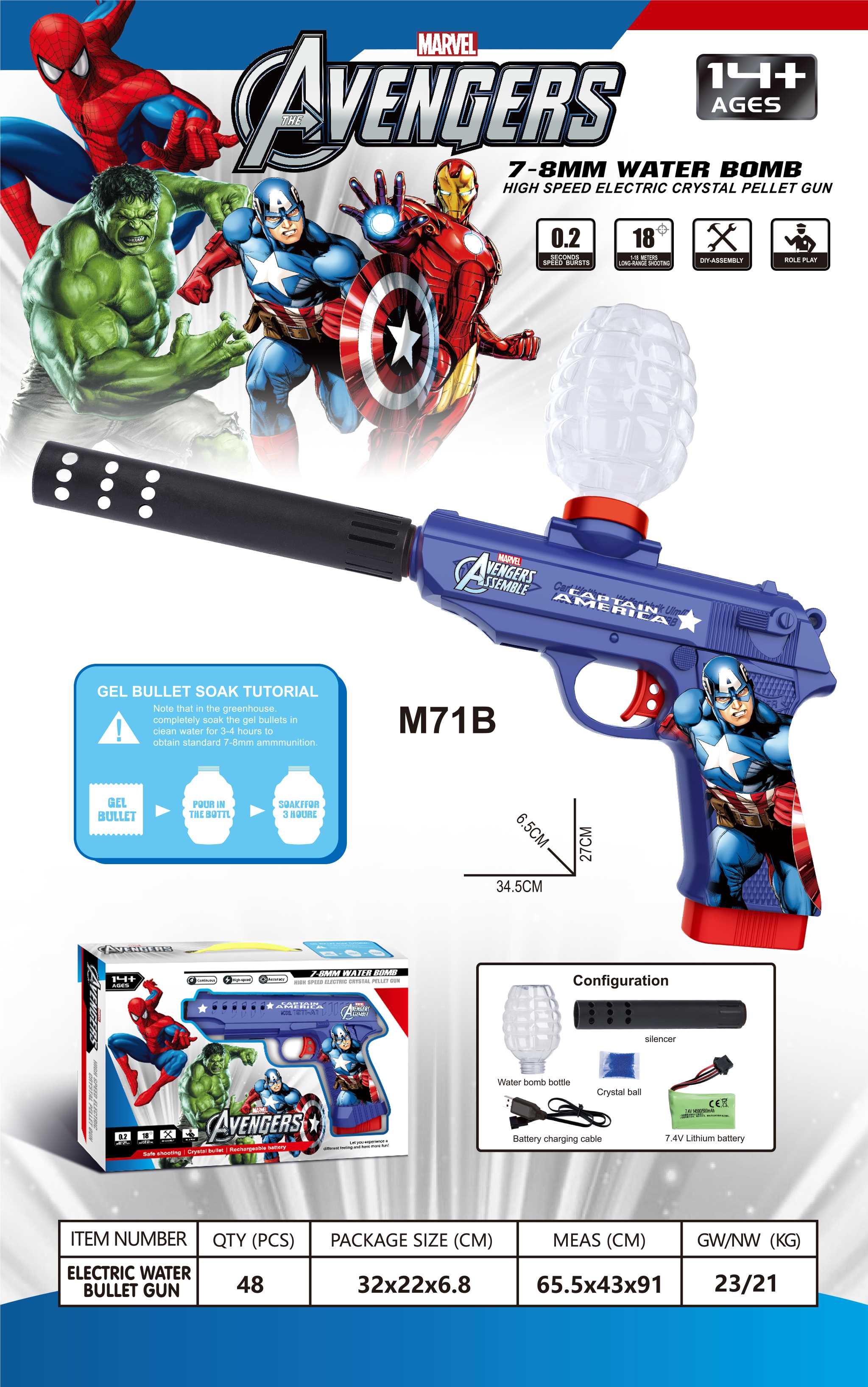 Автомат Iron Man USP с гидрогелевыми пулями