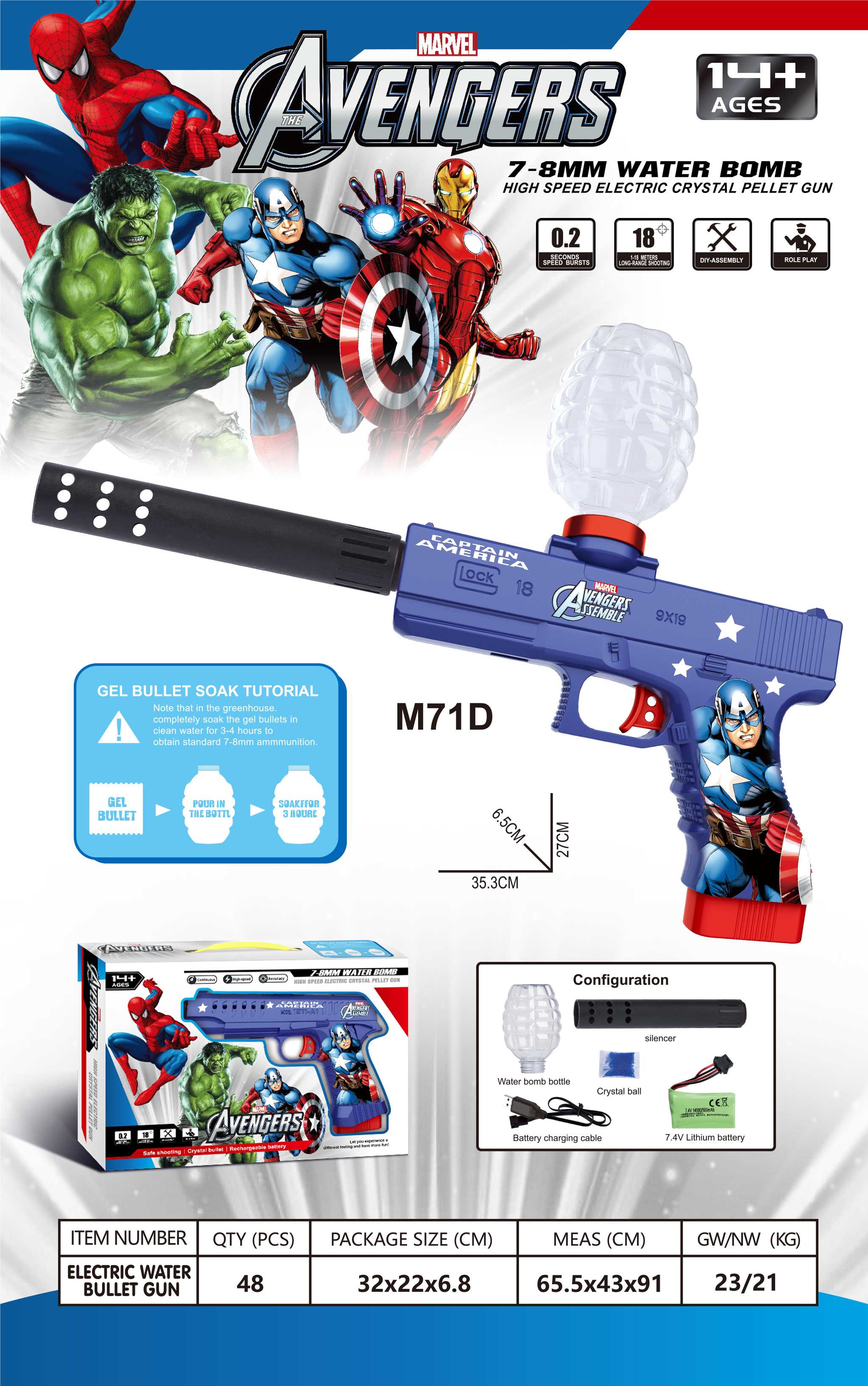 Автомат Iron Man Desert Eagle, стреляет гидрогелем
