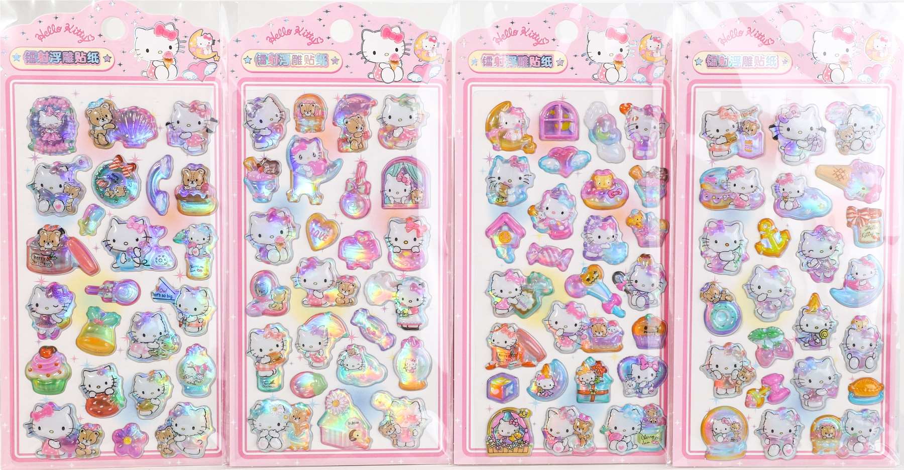 Лазерные наклейки Hello Kitty, рельефные