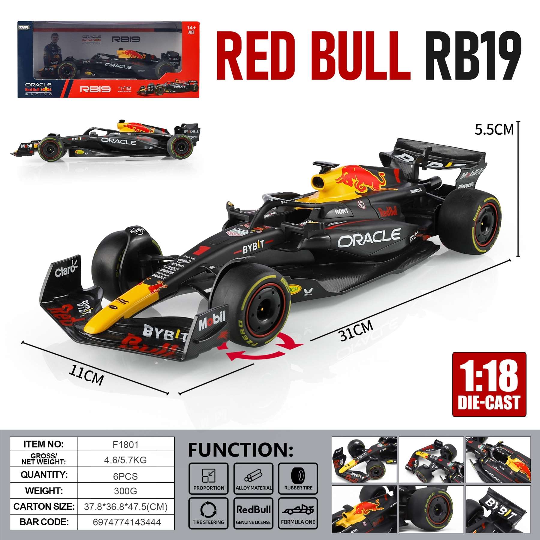 Лицензионная модель Red Bull F1, масштаб 1:18