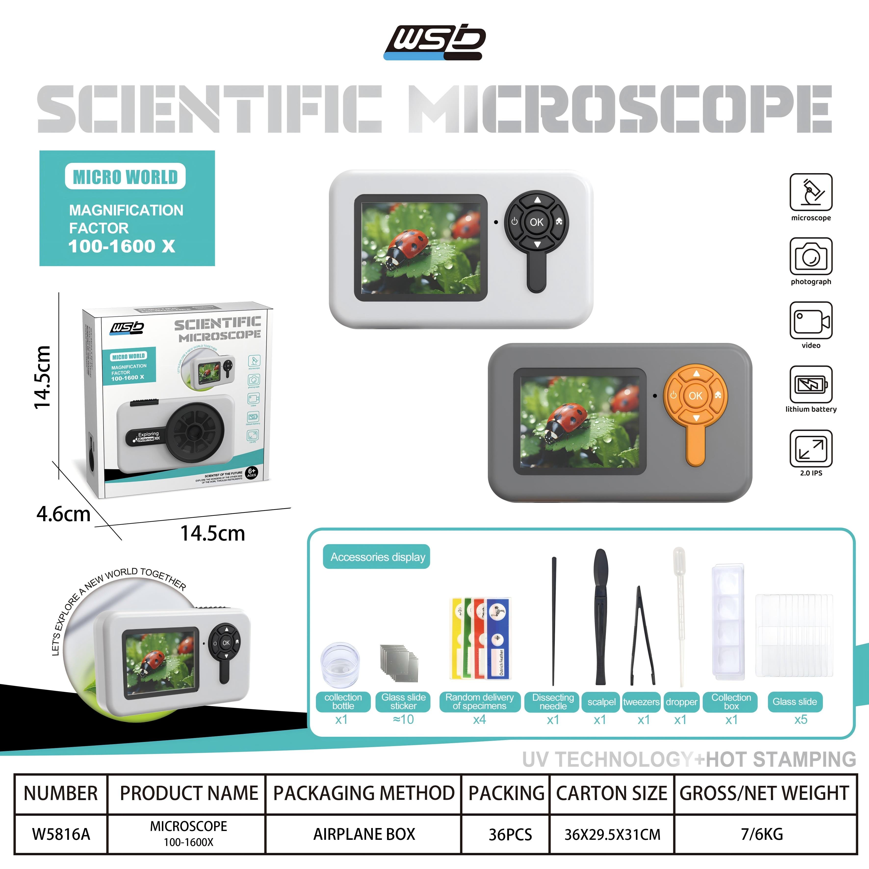 Детский HD микроскоп для научных экспериментов
