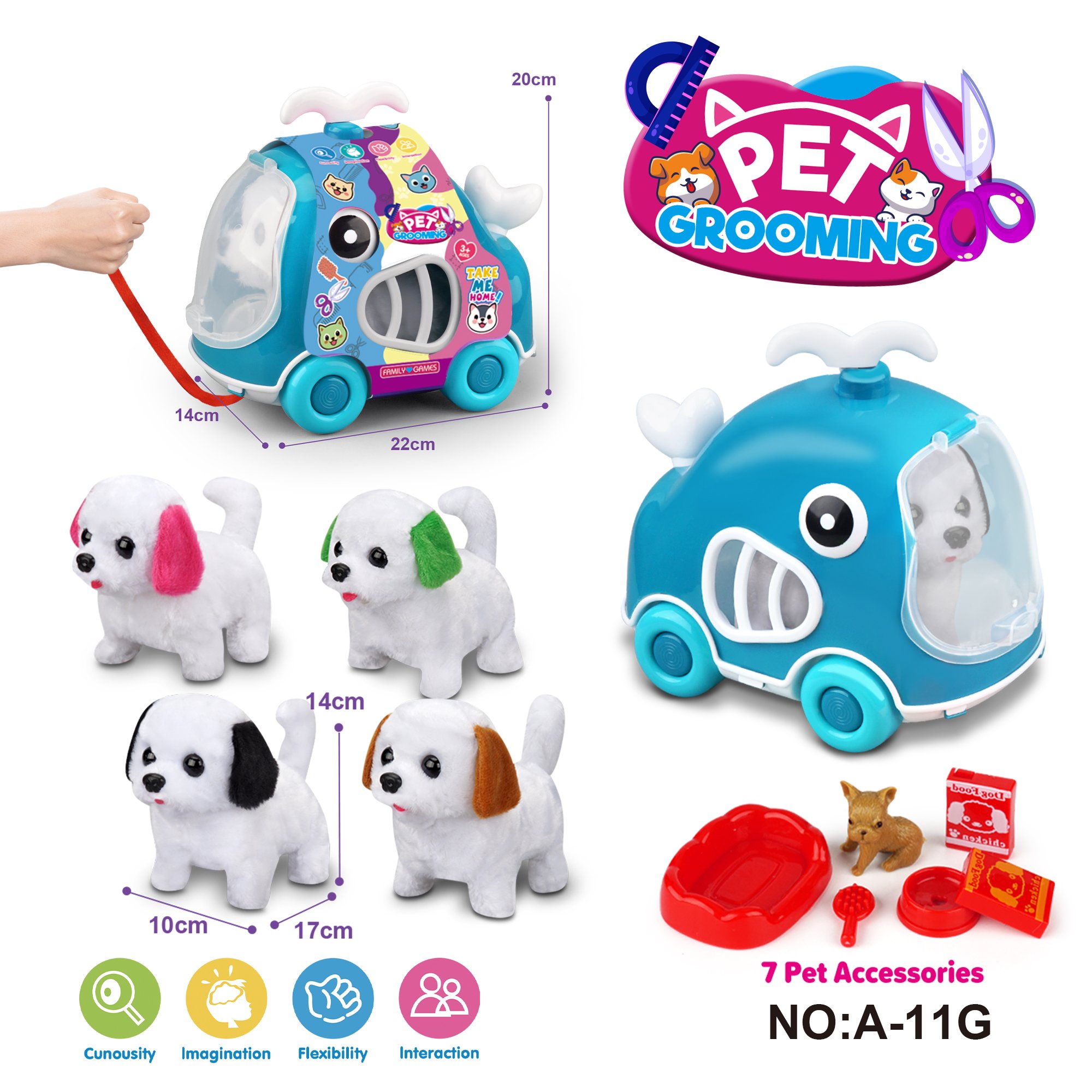 Игрушка-каталка Китенок с плюшевым мишкой, 4 цвета