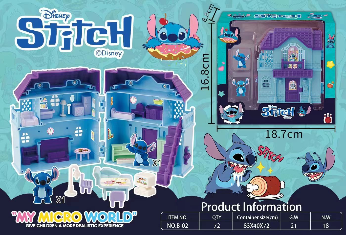 Игровой набор Villa Stitch (Стич) - домик, фигурка