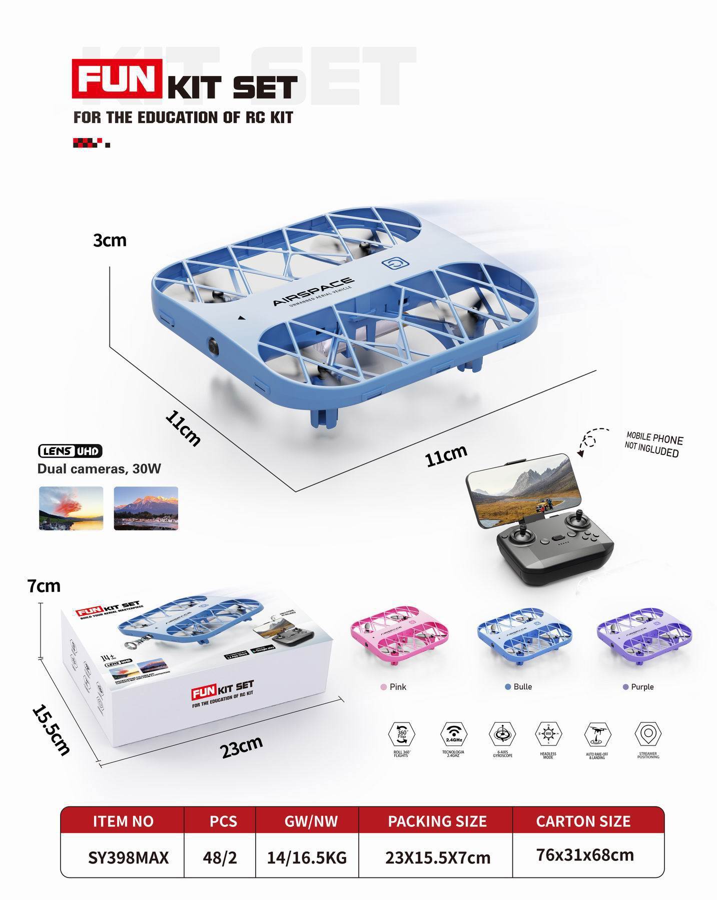Квадрокоптер с двумя камерами 30W HD, аккумулятор, пульт
