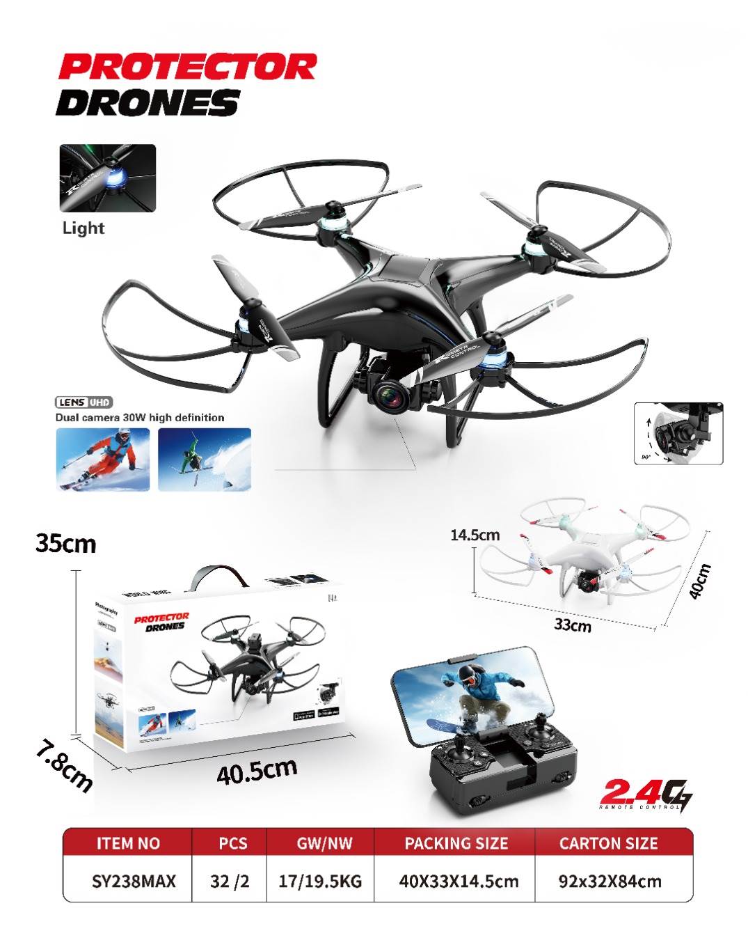 Квадрокоптер 2.4G с двумя камерами 30W HD