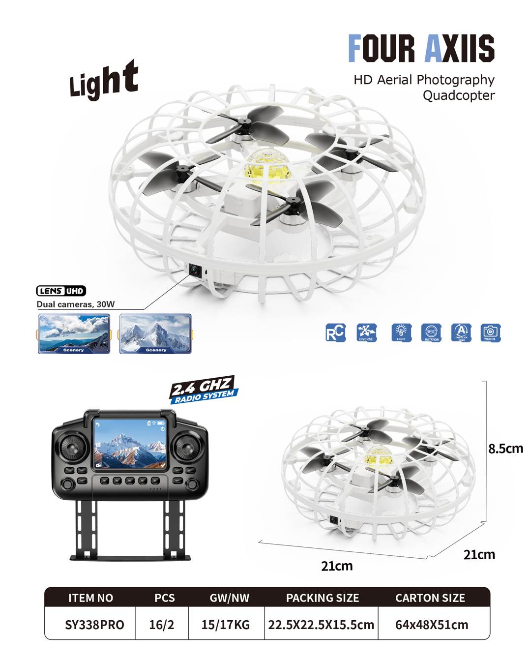 2.4G Бесколлекторный квадрокоптер UFO с LCD экраном
